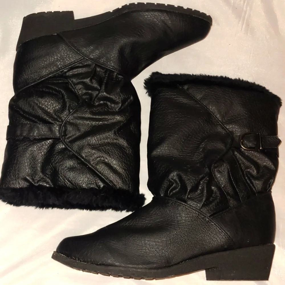 Cold Remedy Snow Boots Ankle Booties Lug Sole Lined Vintage sz 10 Black